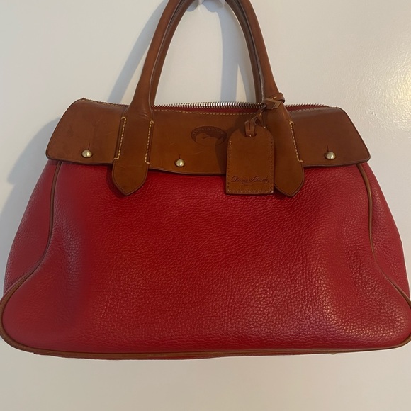 Red Pebble and Brown Leather All Weather Dooney and Bourke Handbag Bag - Picture 1 of 11